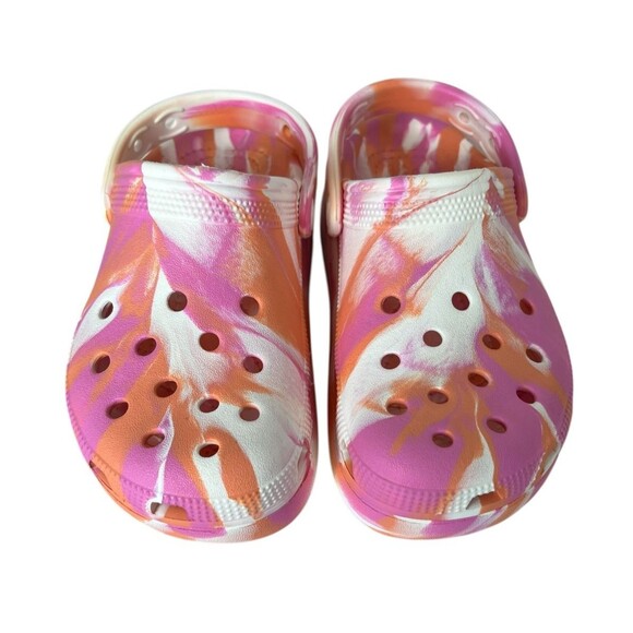 Crocs Girls Marbled Cutie Platform Clogs Size 2 NWOT Papaya Pink & Orange - Picture 13 of 14